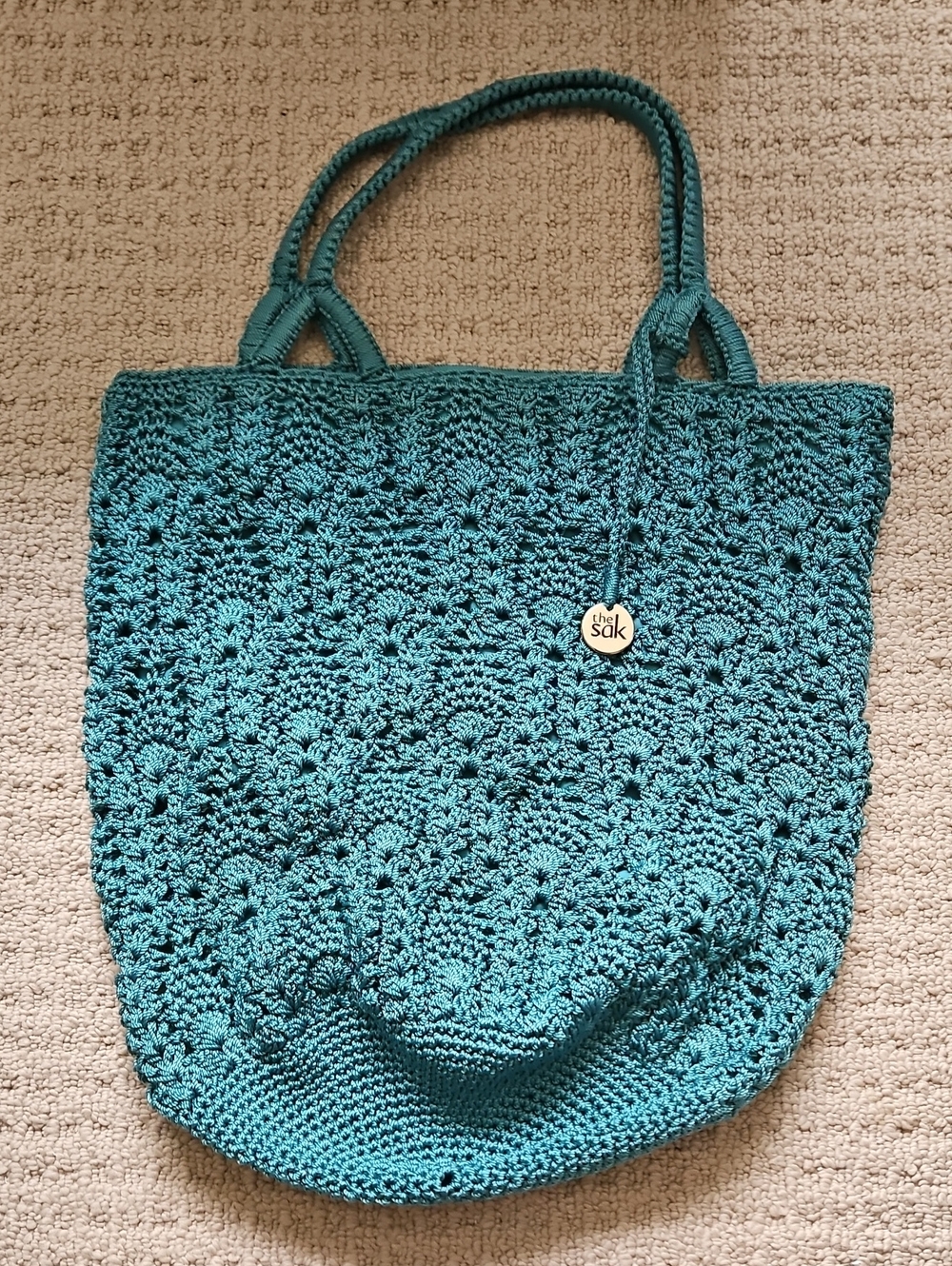 The Sak Teal Crochet Tote